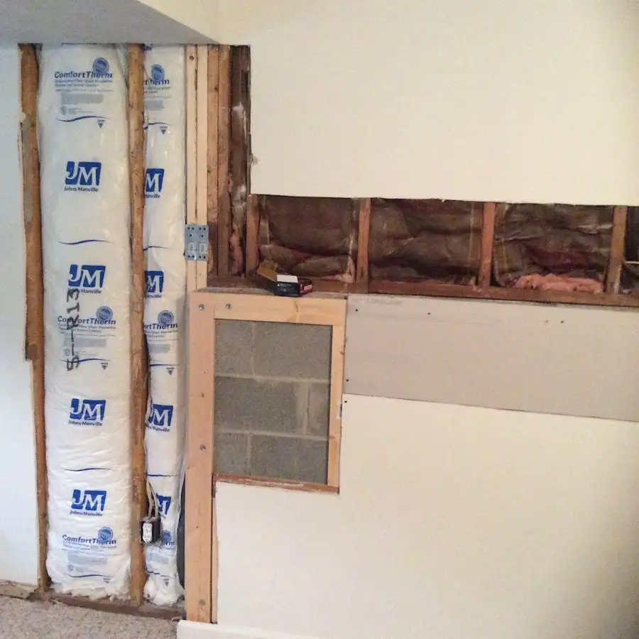 Wall insulation replacement during Basement Flood Cleanup in White Marsh